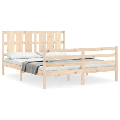 Produktbild von vidaXL Massivholzbett mit Kopfteil 160x200 cm