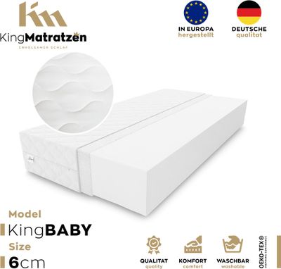 Kindermatratze KingBABY 80 x 160 x 6 cm aus hochwertigem Kaltschaum I Rollmatratze mit waschbarem Bezug
