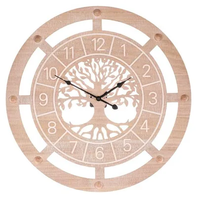 Productafbeelding van Wandklok Autronic diameter 60 cm - MDF - levensboom in het midden (HW4004)