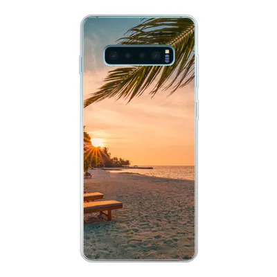 Produktbild von MuchoWow® Handyhülle Schutzhülle Hülle für Samsung Galaxy S10 Lite Strand - Strandkorb - Sonnenuntergang Silikon Softcase Handy Hülle - Schutz