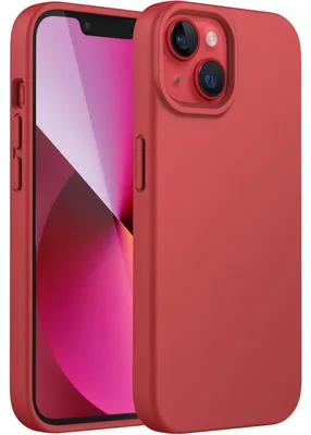 Obrázok produktu pre Silikónový obal pre iPhone 13 (6,1 palca), celoplošná ochrana, odolnosť proti nárazom, vnútorná podšívka z mikrovlákna, červená farba