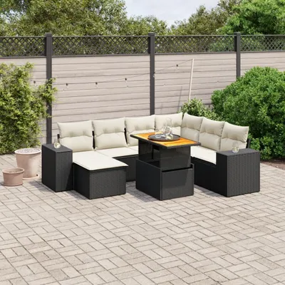 Produktbild von 8-tlg. Garten-Sofagarnitur - mit Kissen Schwarz Poly Rattan - Gartenmöbelset 3272750