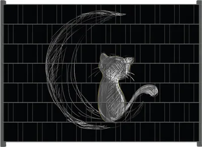 Produktbild von Wallario Zaunsichtschutz mit Motiv Katze sitzt auf dem Mond - illustriert in weiß auf schwarz für Ein- und Doppelstabmatten Zäune in der Größe 200 x 140 cm