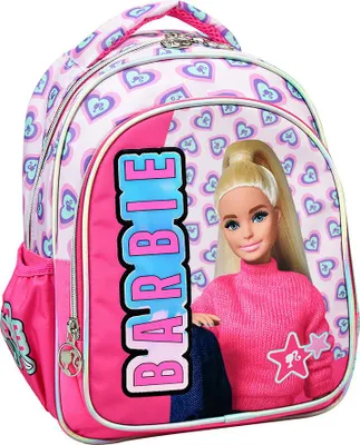 Produktbild von Barbie Rucksack - Rosa - Herzchen Schulrucksack für Mädchen - Schultasche für Kinder 30 x 24 x 12 cm