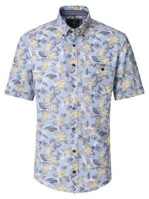 Immagine prodotto di CASAMODA Camicia casual da uomo, maniche corte, con colletto button-down, blu a fantasia, taglia S