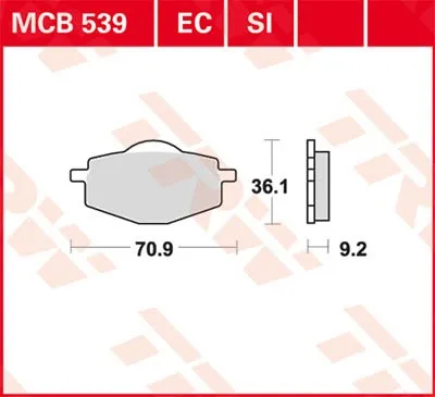 Obrázok produktu pre TRW Bremsbelagsatz EC MCB539EC Euro 350 Brillo 125 XO Electric Apache 125 Blog 160 t.j. TZR 5