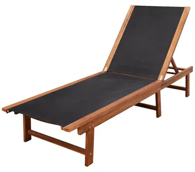 Image de vidaXL Bains de soleil 2 pcs. avec table acacia massif et textilène