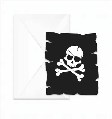 Produktbild von Piraten Schwarzer Totenkopf 6 Einladungskarten mit Umschlag