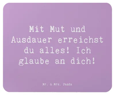Produktbild von Mr. & Mrs. Panda Mousepad Spruch Sportliche Wettkämpfe Mut und Ausdauer - Lavendeltraum - Geschenk, Mauspad, mousematte, Zuversicht, Vertrauem, Glauben, Trost, Sport