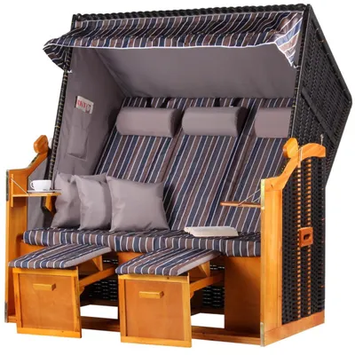 Produktbild von Strandkorb - bene living - Ostsee Dreisitzer - braun/anthrazit - PE schwarz