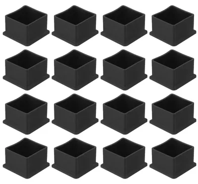 Produktbild von PVC-Stoelpootdoppen, 16 Stück, 38 x 38 mm, schwarz, für quadratische Stuhlbeine