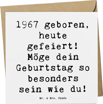 Produktbild von Mr. & Mrs. Panda Klappkarte Spruch 1967 Geburtstag - Weiß - Geschenk, Alter, Geburtsjahr, Jubiläum, Geschenkideen, Glückwunsch, anlasskarte, faltkarte, doppelkarte