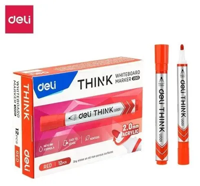 Obrázok produktu pre Kruhová stierateľná fixka 2,0 mm, červená (12 ks) – DELI