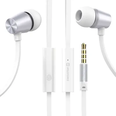 Produktbild von Swissten Metal Dynamic Series 3.5mm Klinkenstecker Ohrhörer mit Kabel - Weiß