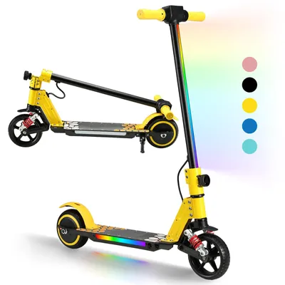 Produktbild von SIMATE S5 Faltbarer Kinder-Elektro-Scooter 6,3 Zoll Vorderrad, 14km/h, 130W, max 70kg, LED-Anzeige, ab 6 Jahren, Gelb