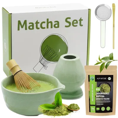 Zdjęcie produktu dla Zestaw do Robienia Matchy+ Matcha 100g Prezent na Dzień Kobiet dla Niej 6w1