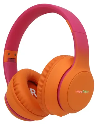 Productafbeelding van imoshion Draadloze Kinderkoptelefoon LED Light - Decibelbegrenzer - Met AUX kabel - Hot Pink / Apricot Orange Crush