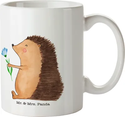Produktbild von Mr. & Mrs. Panda Plastikbecher Igel Blumen - Weiß - Geschenk, Mehrwegbecher, Haferl, Krankheit, krank, Besuch, Reisebecher, Krankenhaus, Lustige Sprüche, Trinklernbecher