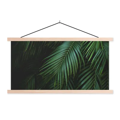 Produktbild von MuchoWow® Textilposter Palmenblätter - Palmen - Tropisch 150x75 cm mit holzfarbenen Rahmen - Plakate