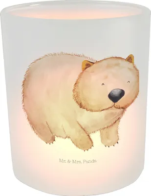 Produktbild von Mr. & Mrs. Panda glas kerzenhalter Wombat - Transparent - Geschenk, Lustige Sprüche, Das Leben Ist schön, Windlicht, Spruch, Teelichthalter, Motivation, Deko, aus