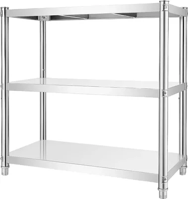 Produktbild von Regalwagen - 3-stöckiges Edelstahl Standregal - Schwerlast - Verstellbar - Mehrzweck für Küche Bad Vorratsraum - Silber