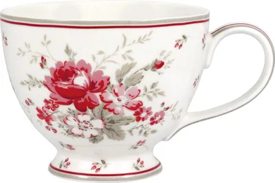 Produktbild von GreenGate Teetasse Marie aus Steingut, Rot, 9x11cm, 0,4 Liter, spülmaschinenfest und mikrowellengeeignet