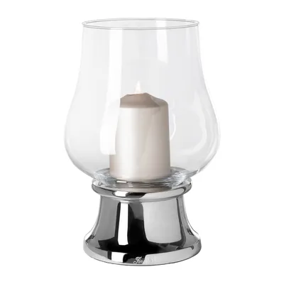 Produktbild von Fink PALINA, Windlicht mit Glas, Edelstahl , Aluminium, vernickelt, glatt, silberfarben, L. 21 cm, B. 21 cm, H. 31 cm, D. 21 cm 146322
