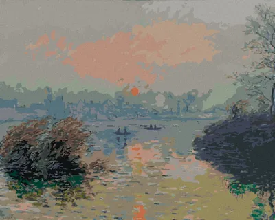 Image de Zuty - Peinture par numéros - LE COUCHER DE SOLEIL SUR LA SEINE (CLAUDE MONET), 40 x 50 cm, sans cadre et sans toile tendue