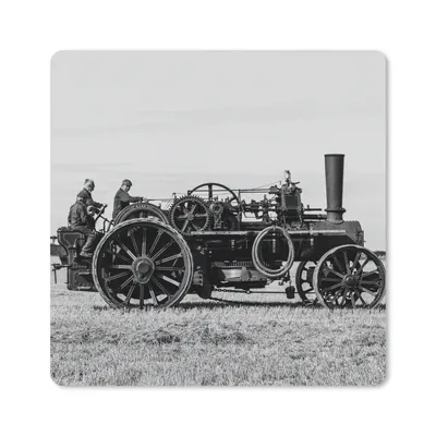 Produktbild von MuchoWow® Mauspad Mousepad Traktor - Schwarz - Weiß - Bauernhof - Vintage 20x20 cm - Mousepads - Maus Mat - Pad - Mausunterlage - Desk Mat - Bureauartikeln