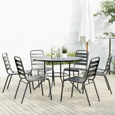 Image de Maison Exclusive - Ensemble de chaises de jardin 7 pièces, empilables, en acier thermolaqué