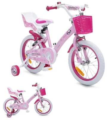 Produktbild von Byox Kinderfahrrad 16 Zoll Puppy rosa, Stützräder, Puppensitz, einstellbar
