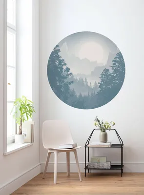 Produktbild von Komar Vlies Fototapete rund und selbstklebend "Blue Valley" - Größe: 125 x 125 cm (Breite x Höhe) - 1 Stück