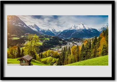 Produktbild von Bild 70x50 MDF-Rahmen Wandkunst Alpen-Landschaft