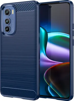 Produktbild von Motorola Edge 30 Hülle, Carbon-Faser TPU Silikon Stoßfest Schutzhülle für Motorola Edge 30 Blau