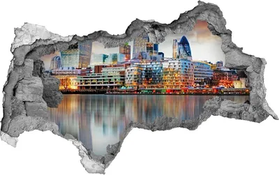 Produktbild von Selbstklebender Loch-3D-Aufkleber 95x73 cm Skyline von London