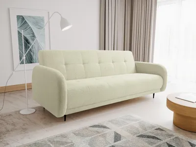 Produktbild von Schlafsofa SALVA 215 x 100 cm  – komfortables Sofa mit Schlaffunktion, großem Bettkasten und leichtem Klappmechanismus, LAMBI 08 - Creme