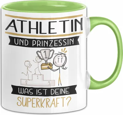 Produktbild von Athletin Und Prinzessin Tasse Geschenk Für Eine Athletin Geburtstag Was Ist Deine Superkraft (Grün)