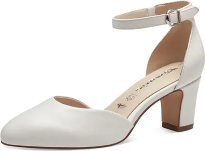 Produktbild von Tamaris Damen Pumps Leder Fesselriemen stoßdämpfender Blockabsatz 1-22401-42, Größe:40 EU, Farbe:Weiß