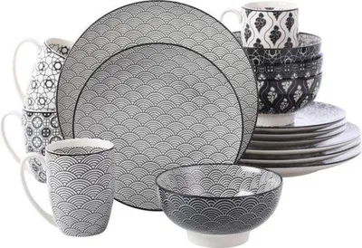 Produktbild von Keramik Tischservice - 16-teilig - Geschirrset - für 4 Personen