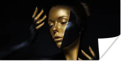 Produktbild von MuchoWow® Poster Make-up - Kunst - Frau - Luxus - Gold 80x40 cm - Wanddeko