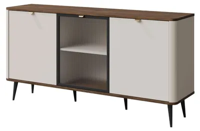 Immagine prodotto di Credenza Marly cassettiera 160x40x82cm colore selezionabile a 3 ante, cashmere / noce