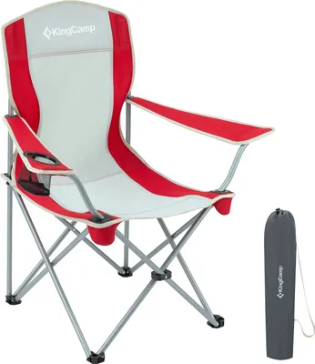 Produktbild von KingCamp Klappbarer Campingstuhl mit Armlehnen - Rot und Grau