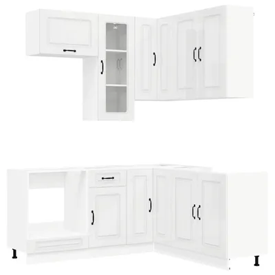 Productafbeelding van vidaXL Keukenelement KALMAR, 8 stuks, hoogglanzend wit, houtvezel