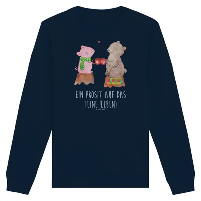 Produktbild von Mr. & Mrs. Panda Baumwoll Sweatshirt Glühschwein Sause Größe S - French Navy - Geschenk, Pulli, Prost, Schwein, Pullover, Sweater, Rundhals, Alles Gute, Weihnachtszeit