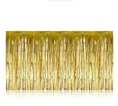 Tüll Tischrock, rechteckig, Gold, 274x72 cm, Fransen, wiederverwendbar