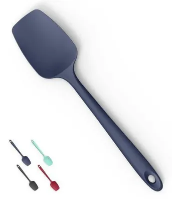 Obrázek produktu pro Silikonová stěrka na vaření, odolná vůči teplotám až 315 °C, délka 28,9 cm, barva tmavě modrá, flexibilní, vhodná pro styk s potravinami, ideální pro stírání těsta