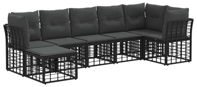 Produktbild von vidaXL Outdoor-Sofagarnitur Schwarz Polyester
