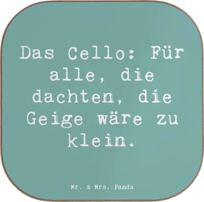 Produktbild von Mr. & Mrs. Panda Untersetzer für Gläser Spruch Cello Magie - Meeresbrise - Geschenk, gläseruntersetzer, Streichinstrument, Musikinstrument, Lernen, Musiker, Coaster, Solo