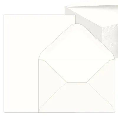 Immagine prodotto di 50 set di carta da lettera con busta, buste di carta kraft e cartoline bianche