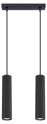 Image de Lampe suspendue KARBON 2 noir 2xGU10 10W aluminium 90x6.5x30cm Sollux Lighting